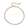 2Pcs 2 Colors Two Tone 304 Stainless Steel Textured Cable Chain Anklets AJEW-AN00681-3