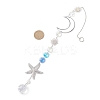 Stainless Steel Starfish & Brass Moon Hanging Suncatchers HJEW-JM04623-3