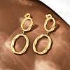 304 Stainless Steel Oval Dangle Stud Earrings EJEW-I319-02G-3