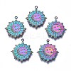 Rainbow Color 304 Stainless Steel Pendant Rhinestone Settings STAS-S119-091-1