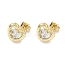 Brass Micro Pave Clear Cubic Zirconia Stud Earrings LS-EJEW-D323-06G-2