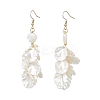 Petaline with Shell Shape Glass Seed & ABS Imitation Pearl Dangle Earrings EJEW-MZ00672-3