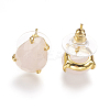 Natural Rose Quartz Stud Earrings X-EJEW-L196-03B-2