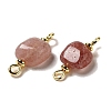 Natural Strawberry Quartz Connector Charms FIND-C046-11A-G-2