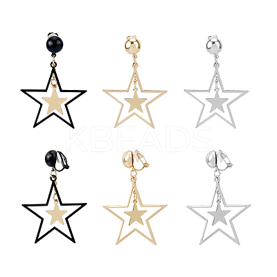 3 Pairs 3 Colors Brass Clip-on Earrings EJEW-FI0002-71-1