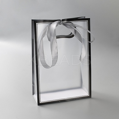 Rectangle Plastic Packaging Gift Bags with Hole Handle and Silk Ribbon ABAG-WH0044-61C-1