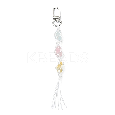 Natural Quartz Crystal Macrame Pouch Tassel Pendant Decorations KEYC-TA00023-01-1