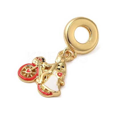 Rack Plating Brass Red Enamel European Dangle Charms KK-P279-40G-1