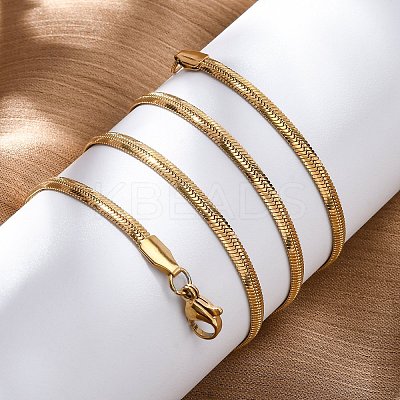 PVD Vacuum Plating 304 Stainless Steel Herringbone Chain Necklaces X-NJEW-F227-02G-04-1