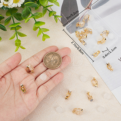 36Pcs 2 Style Brass with Crystal Rhinestone Clip-on Earring Findings KK-BBC0010-59-1