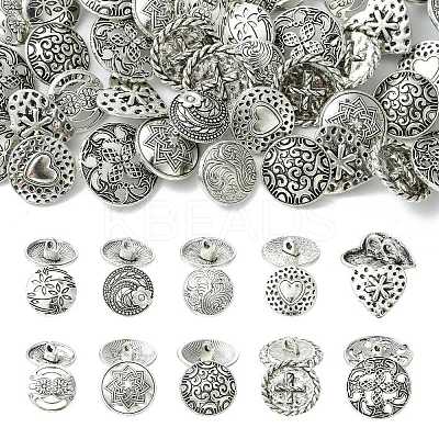 50Pcs 10 Styles Alloy Shank Buttons BUTT-CJ0001-09-1