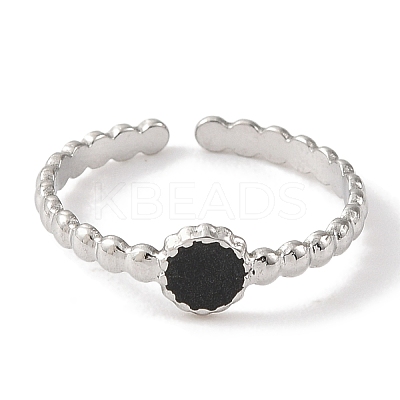 304 Stainless Steel Enamel Open Cuff Rings for Women RJEW-F166-49P-01-1