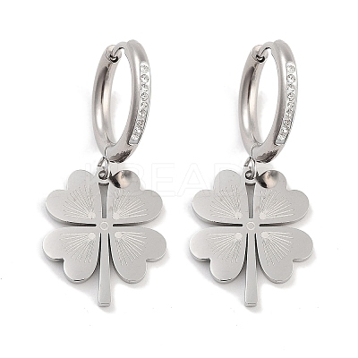 Clover 304 Stainless Steel Dangle Earrings EJEW-L283-080P-1