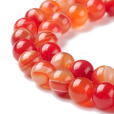 Natural Striped Agate/Banded Agate Bead Strands G-K155-A-10mm-05-1