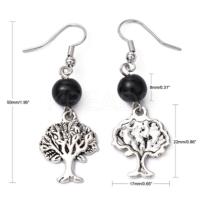 Fashion Tree of Life Earrings EJEW-JE00170-01-1