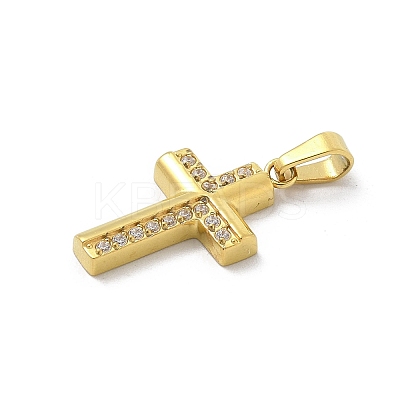 Ion Plating(IP) 304 Stainless Steel Micro Pave Cubic Zirconia Pendants X-STAS-Z107-08G-06-1