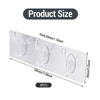 Self-adhesive Acrylic Wall Hook Hangers AJEW-TADJ0001-09B-01-1