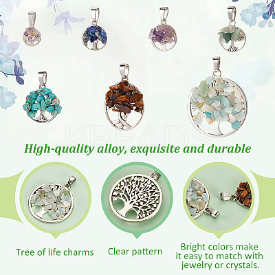 28Pcs 7 Styles Mixed Gemstone Pendants PALLOY-AB00215-1