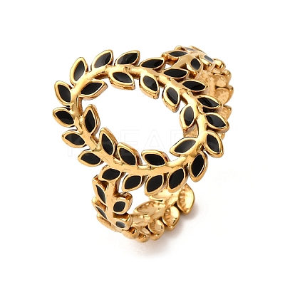 304 Stainless Steel Enamel Cuff Rings for Women RJEW-F194-02G-1