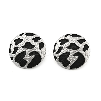 Leopard Print Brass Enamel Stud Earrings for Women EJEW-U055-15A-P-1