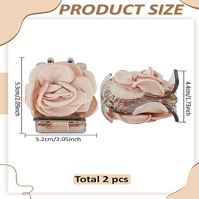 2Pcs Cloth & Plastic Claw Hair Clips PHAR-LP0001-36-1