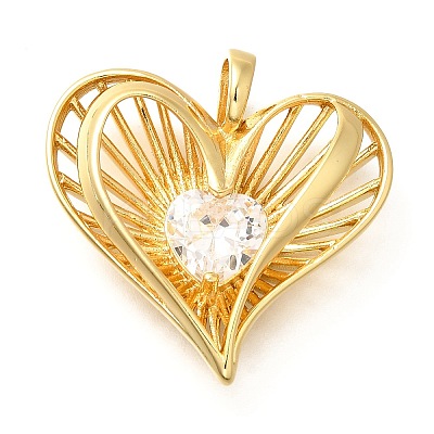 Brass Micro Pave Cubic Zirconia Pendants KK-B128-10G-1