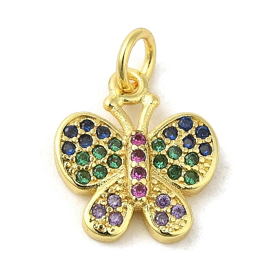 Real 18K Gold Plated Brass Pave Cubic Zirconia Pendants KK-M283-11K-02-1
