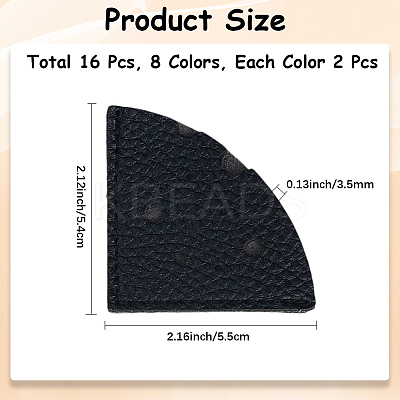 16Pcs 8 Colors PU Leather Fan Bookmarks AJEW-CL0001-23-1