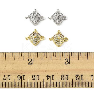 4Pcs 2 Colors Brass Pave Cubic Zirconia Fruit Connector Charms KK-FS0001-73C-1