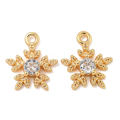 Flower Brass Micro Pave Cubic Zirconia Pendants X-KK-N254-102G-01-1