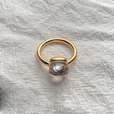 Square 304 Stainless Steel with Glass Finger Rings FS-WG8AAFA-13-1
