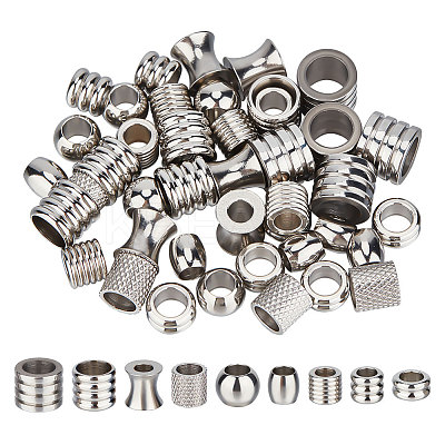 54Pcs 9 Style 201 & 304 Stainless Steel Beads STAS-UN0048-89-1