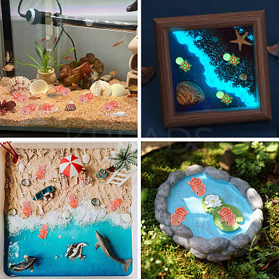 12Pcs Luminous Translucent Resin Sea Animal Cabochons RESI-TA0004-56C-1