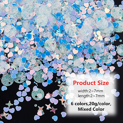 120G 6 Colors PET Nail Art Sequins Decoration Accessories MRMJ-DC0001-12-1