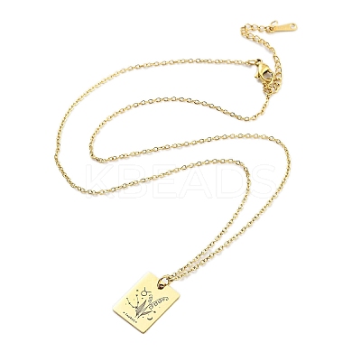 Birthday Flower 304 Stainless Steel Pendant Nacklaces For Women STAS-S124-03G-02-1