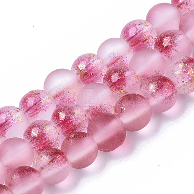 Frosted Spray Painted Glass Beads Strands X-GLAA-N035-03B-C04-1