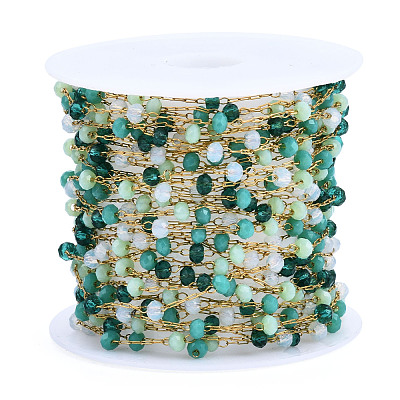 Glass Faceted Round Beaded Chains CHS-N003-07-1