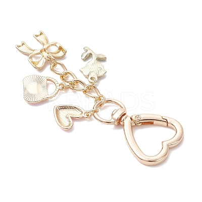 Valentine's Day Bowknot Heart Rose Alloy Enamel Pendant Decorations HJEW-JM04467-1