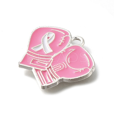 Breast Cancer Pink Awareness Ribbon Theme Alloy Enamel Pendants ENAM-C026-01J-S-1