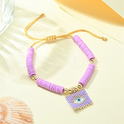 MIYUKI Glass Seed Rectangle Charm Bracelet BJEW-MZ00037-04-1