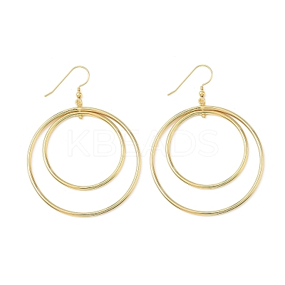Electroplated 304 Stainless Steel Flat Round Dangle Earrings EJEW-Z129-09G-1