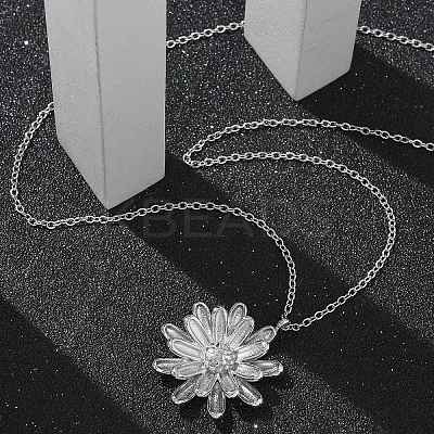 304 Stainless Steel Sunflower Pendant Cable Chain Necklaces for Women NJEW-R011-02P-1