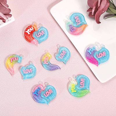 21 Sets 7 Colors Gradient Color Opaque Resin Pendants RESI-SZ0001-90-1