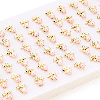 Flower Brass Natural Pearl Stud Earrings PEAR-N017-07E-1