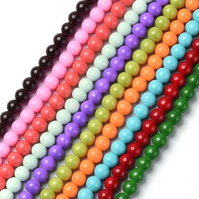 Baking Paint Glass Round Bead Strands DGLA-Q020-8mm-M-1