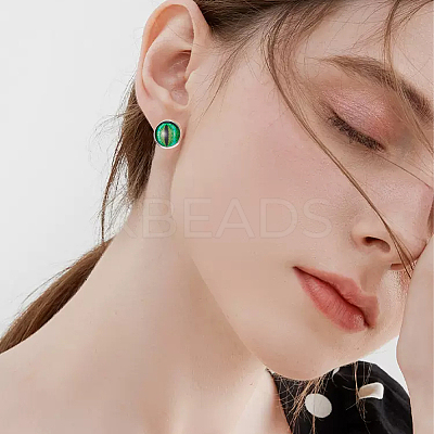 50Pcs Flat Round 304 Stainless Steel Stud Earring Settings STAS-BBC0005-84D-1