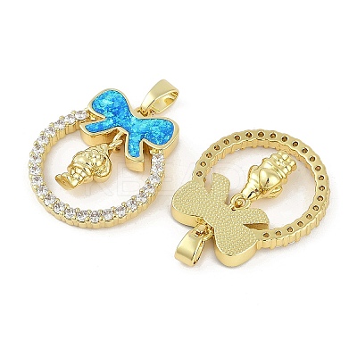 Christmas Theme Rack Plating Brass Micro Pave Cubic Zirconia Pendants KK-U032-14G-04-1