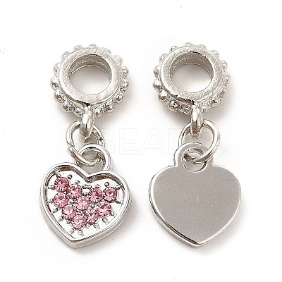 Rack Plating Alloy Rhinestone European Dangle Charms PALLOY-P289-14P-03-1