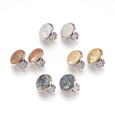 Shell Clip-on Earrings EJEW-F162-E-1