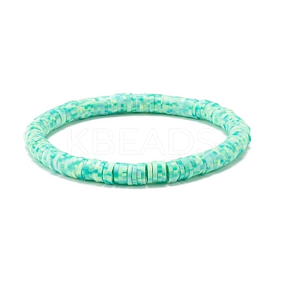 Natural Lava Rock & Handmade Polymer Clay Heishi Stretch Bracelets Set BJEW-JB07512-1